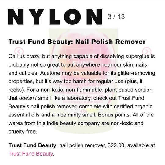 Nylon Magazine featuring TFB Polish Remover